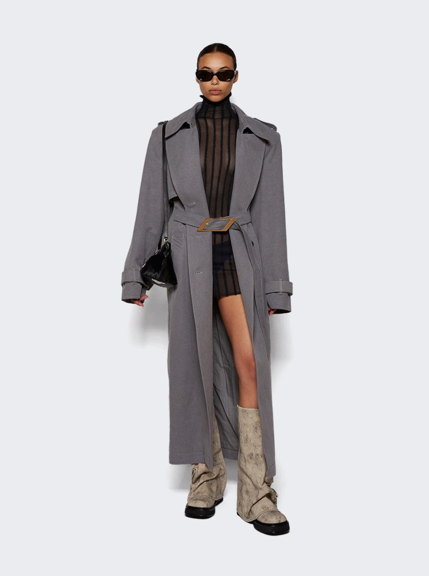 The Attico Structured Grey Canvas Trench Coat