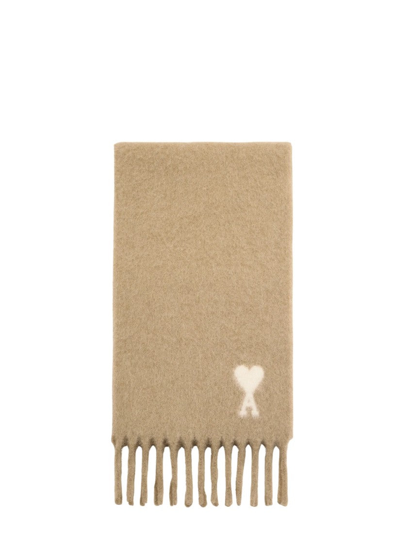 Ami Paris Beige Ami De Coeur Alpaca-Blend Scarf