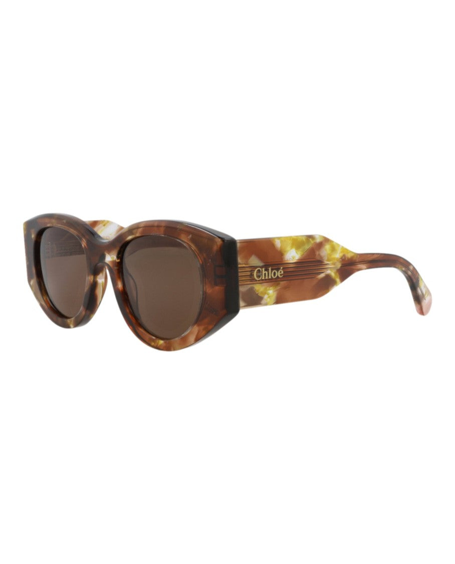 Chloé Round-Frame Sunglasses In Recycled Acetate With Tortoiseshell Pattern