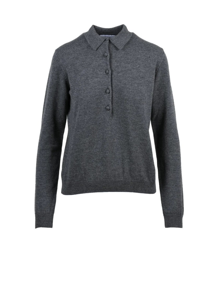 Alpha Studio Knit Polo Shirt In Fine Supergeelong Wool