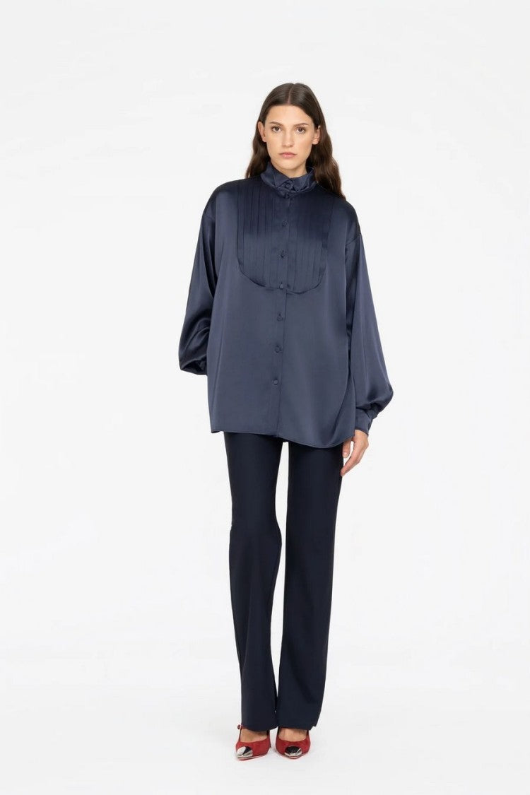 Les Filles D'eva Navy Silk Blouse