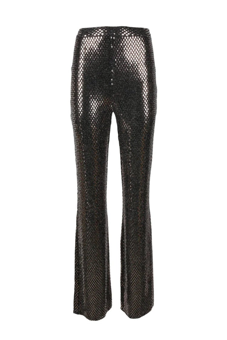 Nine Minutes Bronze Metallic Trousers With Textured Finish
