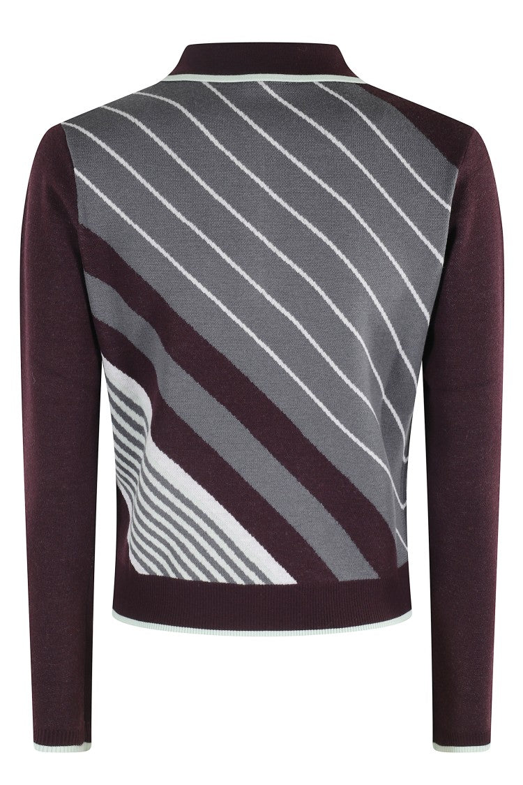Casablanca Diagonal Stripe Merino Wool Polo Top