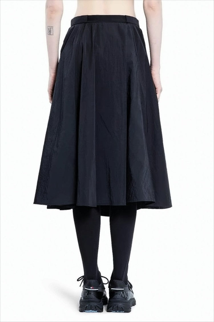 Moncler Flared Midi Skirt With Belted Waist And Side Pockets
