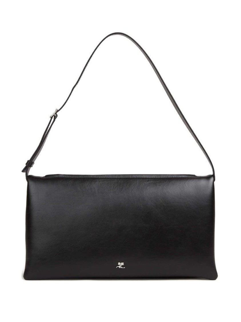 Courrèges Rectangular Black Handbag With Adjustable Shoulder Strap