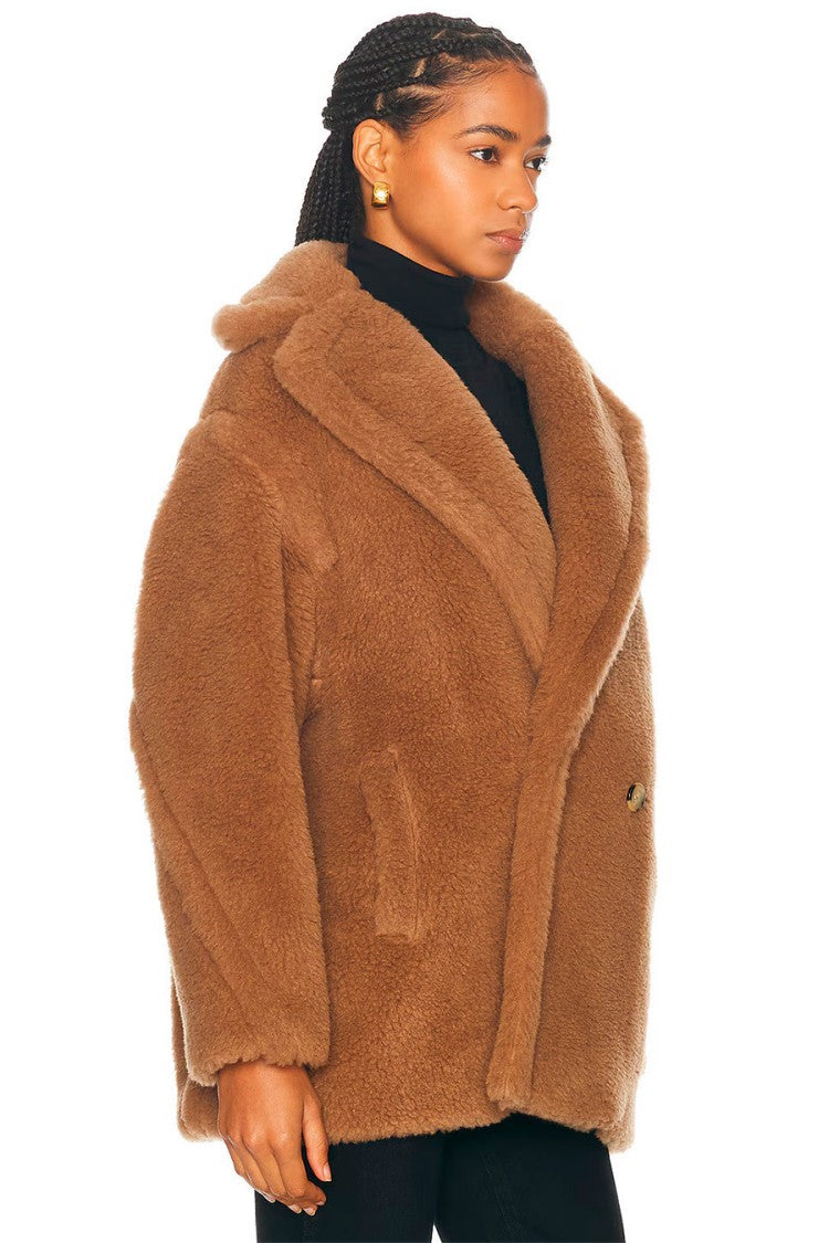 Max Mara Camel Dramma Plush Double-Breasted Camel Coat