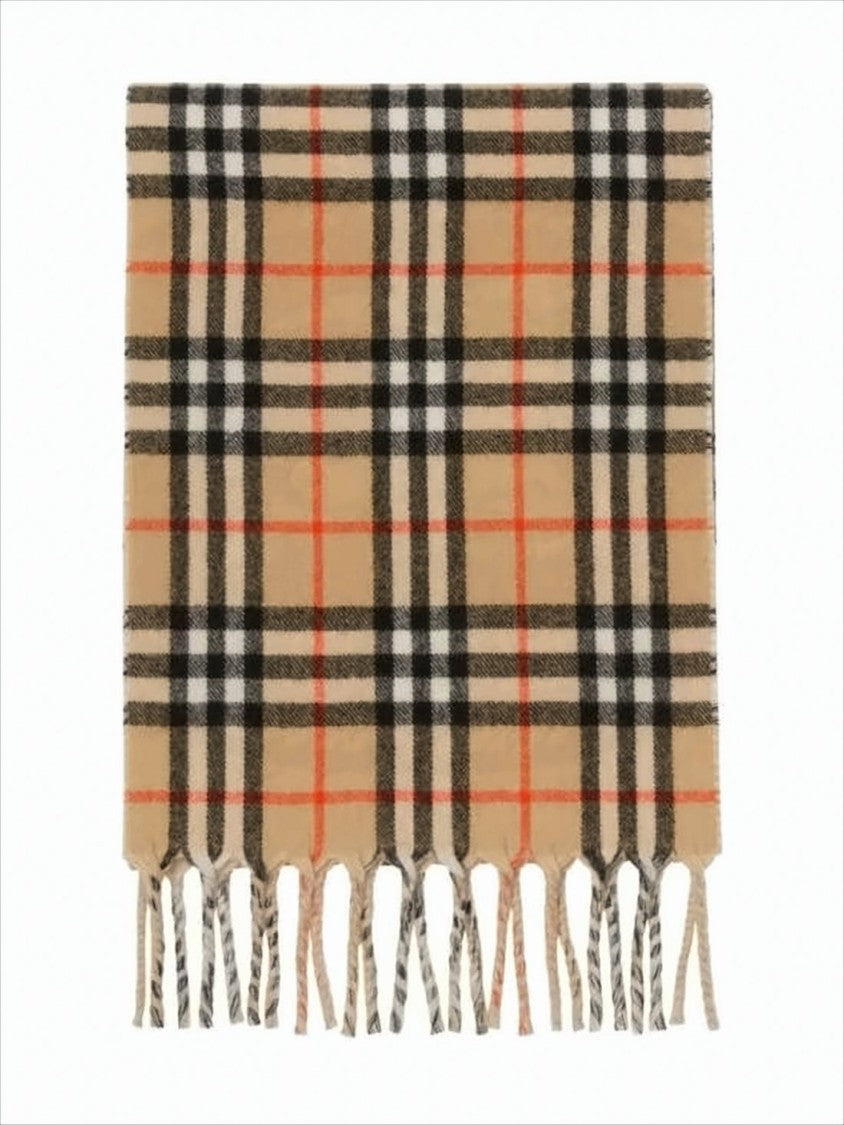 Burberry Cashmere Scarf With Iconic Check Pattern And Emblem