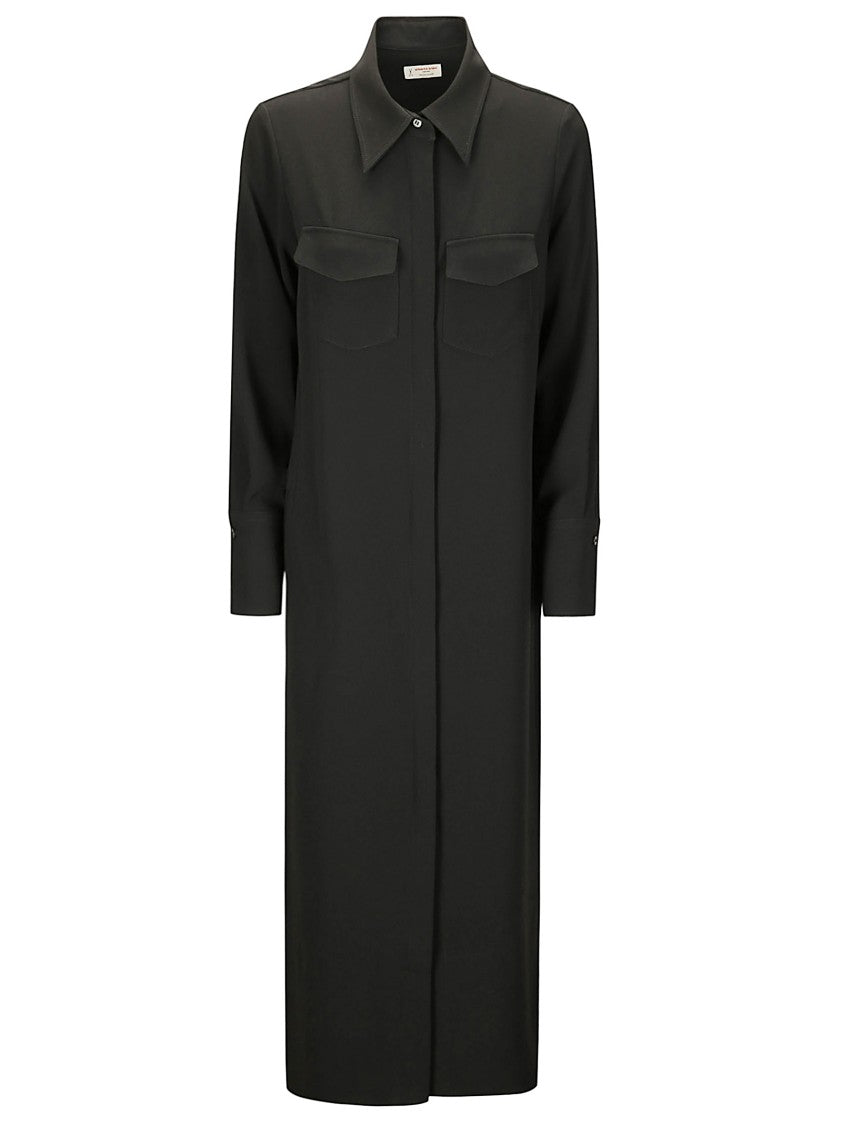 Alberto Biani Pure Silk Maxi Shirt Dress