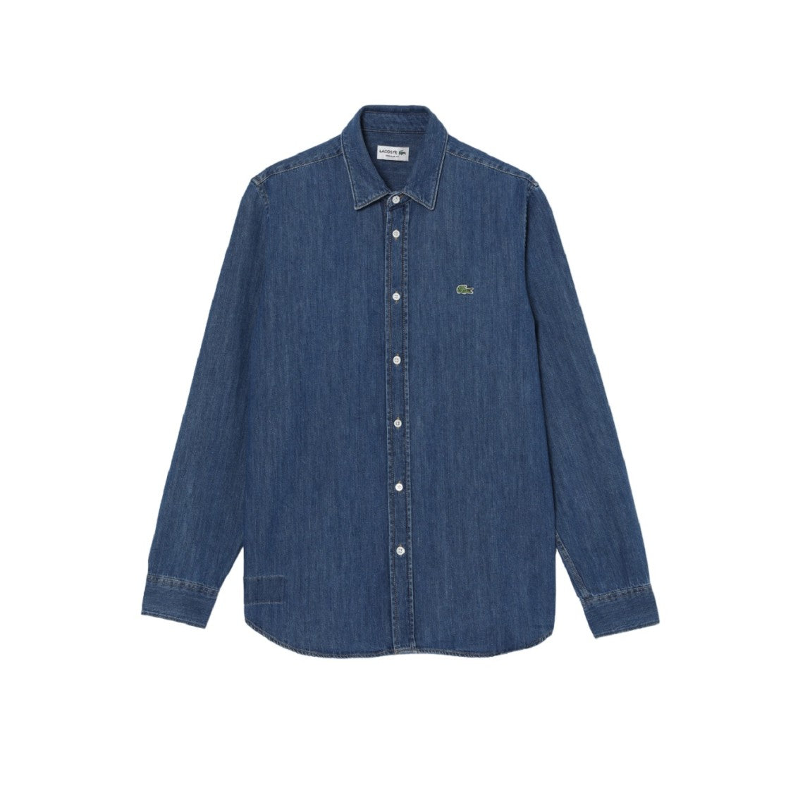 Lacoste Organic Cotton Denim Shirt With Embroidered Crocodile Logo