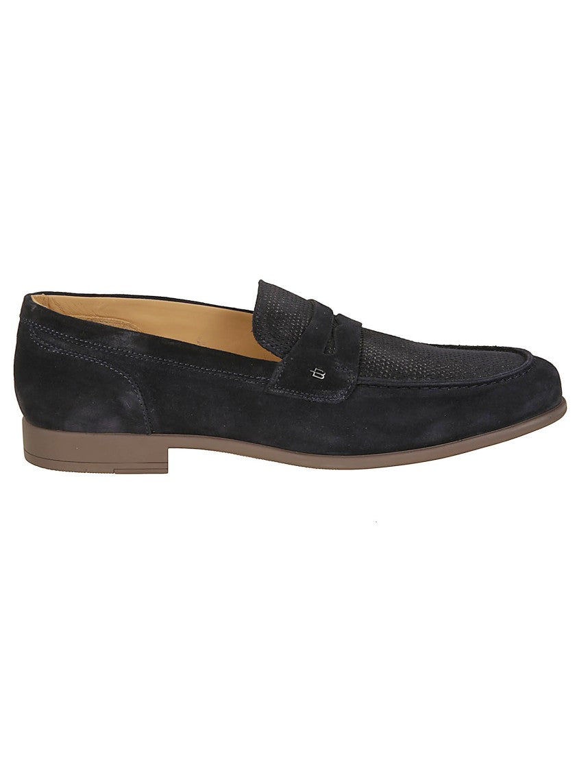 Baldinini Black Suede Textured Loafers