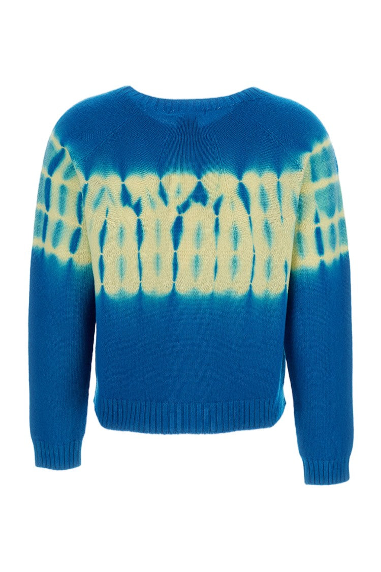 Suzusan Cropped Cashmere Pullover With Shibori Tie-Dye Pattern