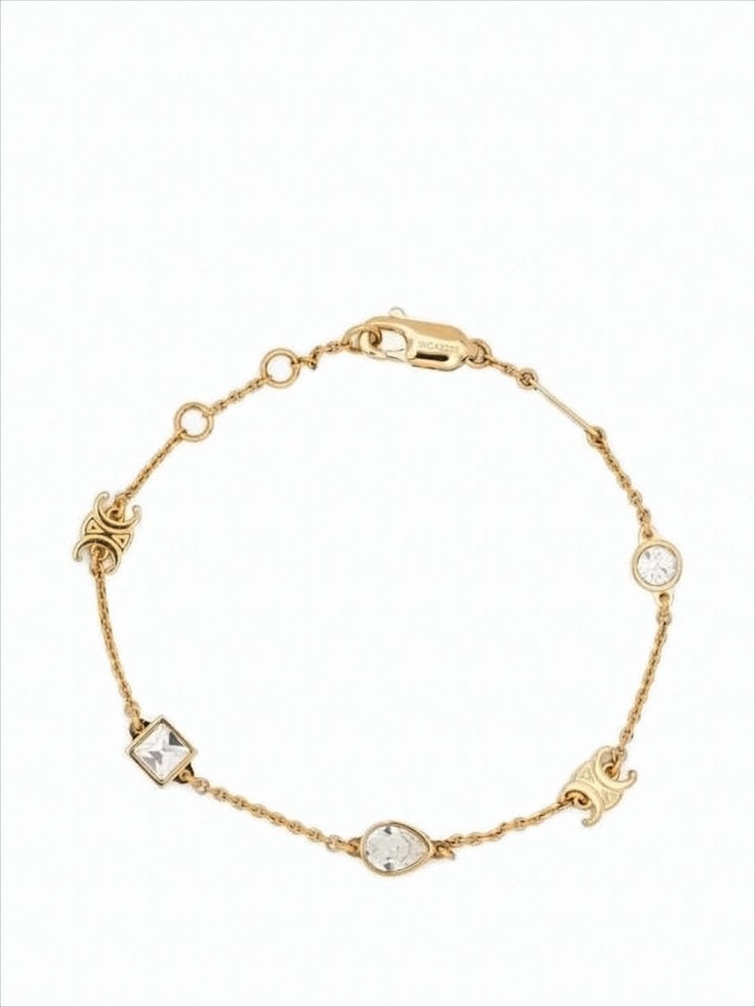 Celine Gold-Toned Geometric Crystal Celine Bracelet