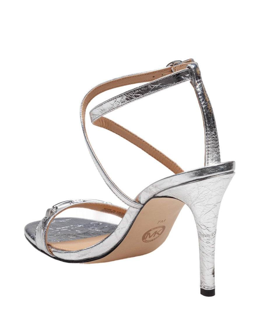 Michael Kors Lena Sandal In Silver Metallic Leather