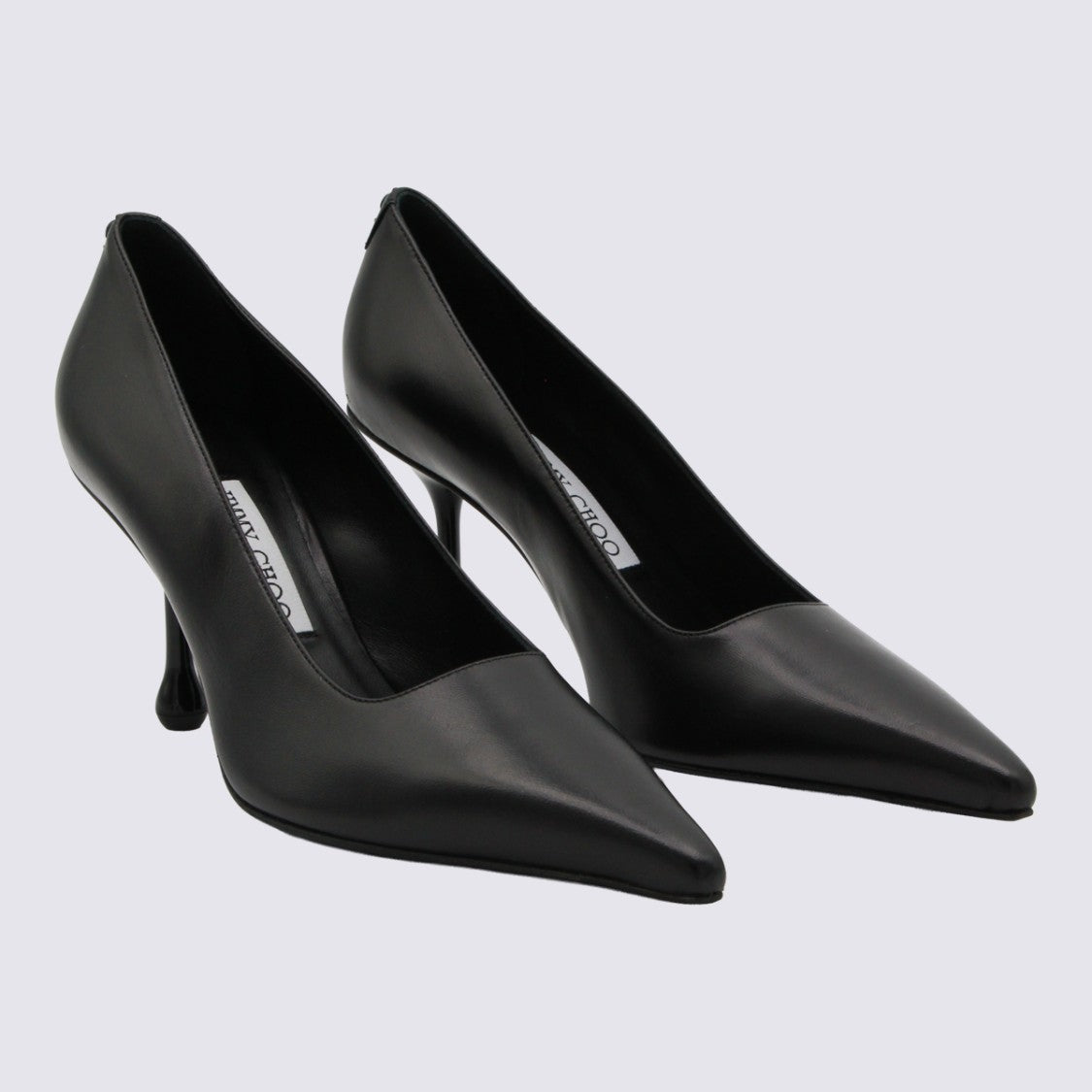 Jimmy Choo Pointed-Toe Black Pumps With Sculptural Heel