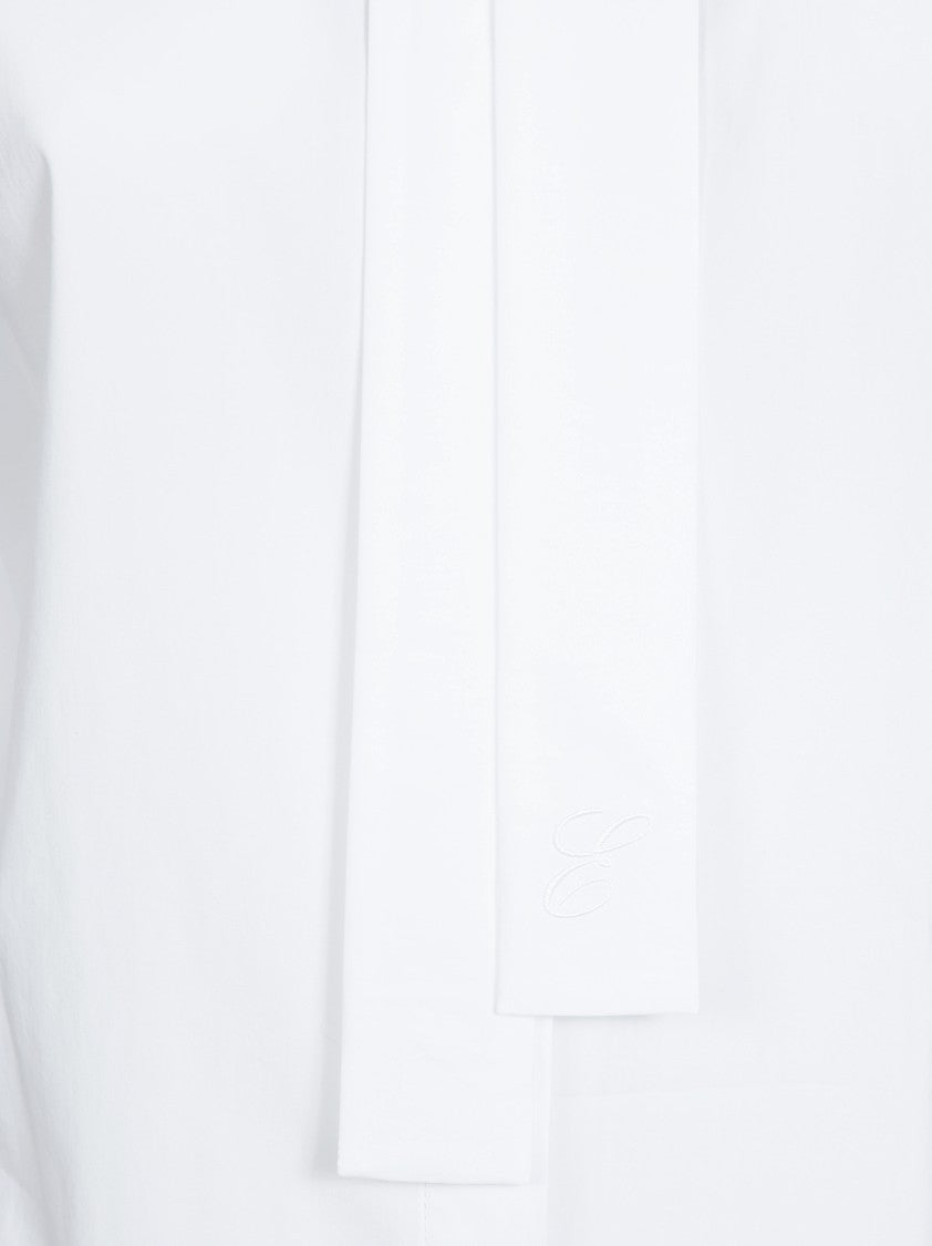 Elisabetta Franchi White Cotton-Blend Tailored Shirt