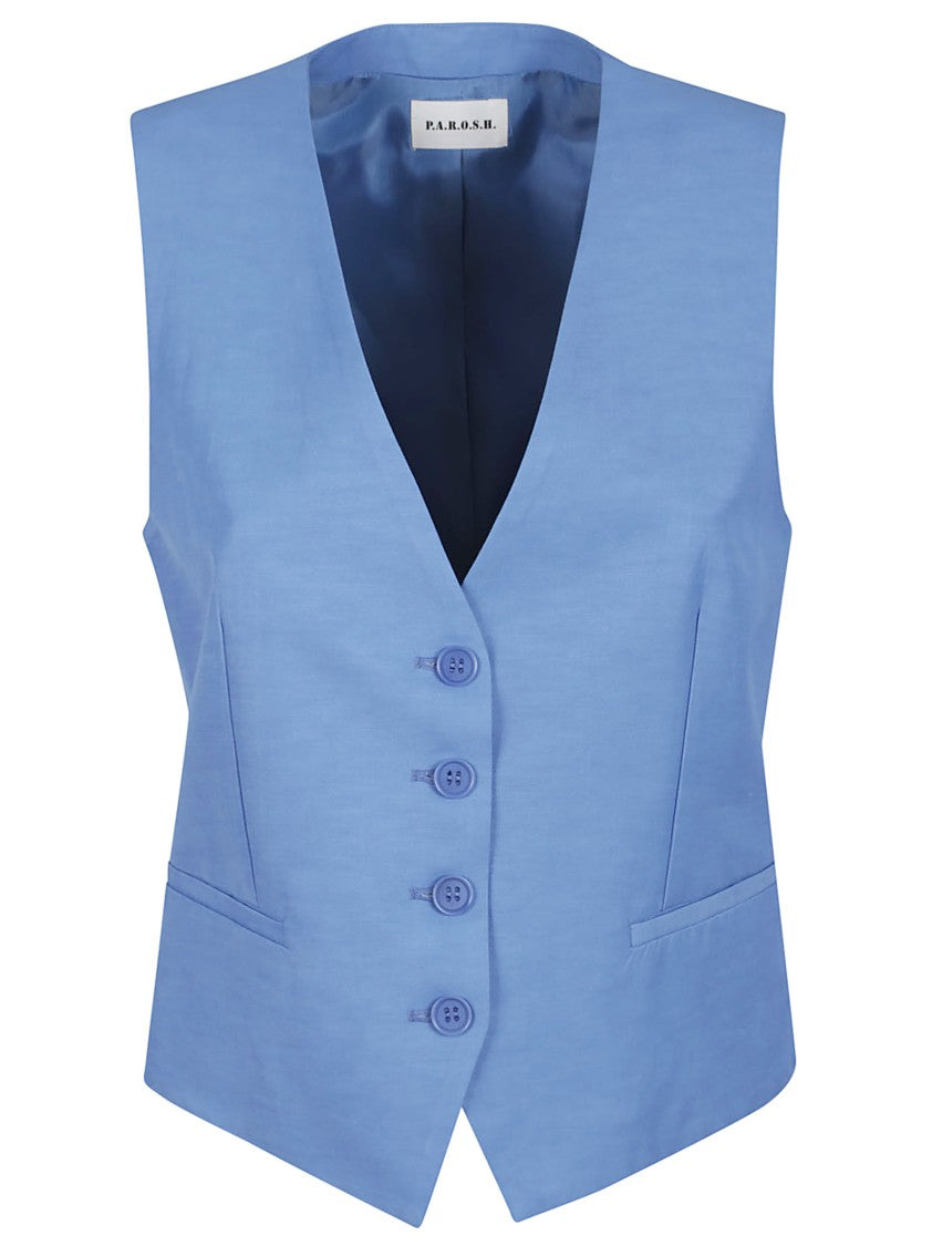 Parosh Cerulean Blue Tailored Vest