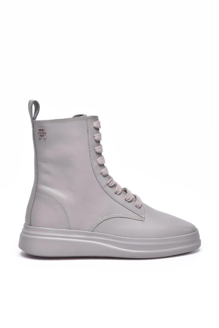 Tommy Hilfiger Light Grey Leather Rubber Women's Zip Boot