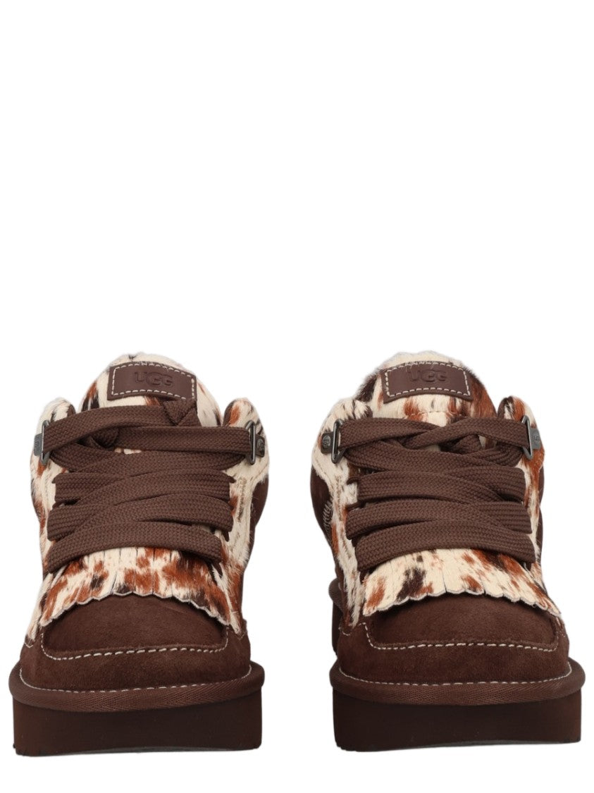 Ugg Brown Leather Fur Accent Sneakers