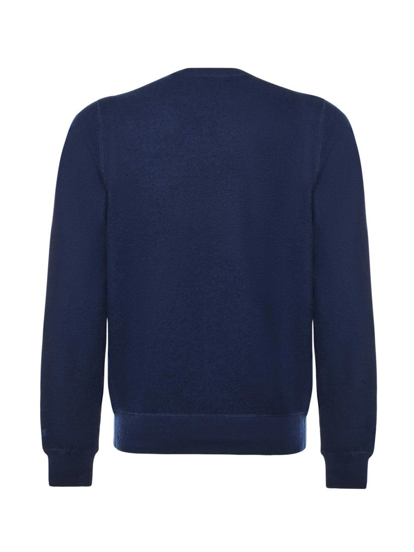 Mc2 Saint Barth Deep Blue Sweatshirt With Classic Crew Neck