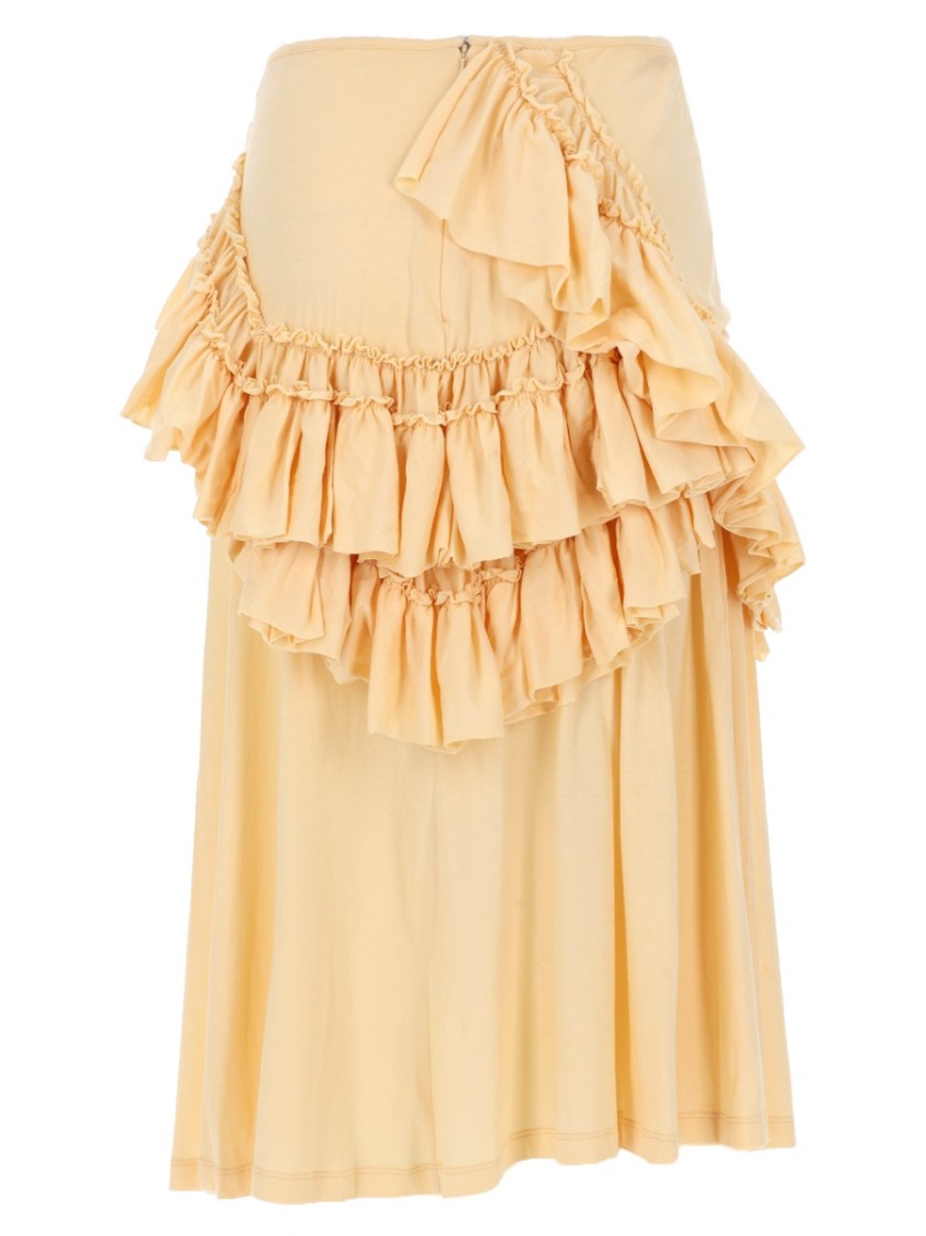 Dries Van Noten Draped Ruched Layered Cotton Midi Skirt