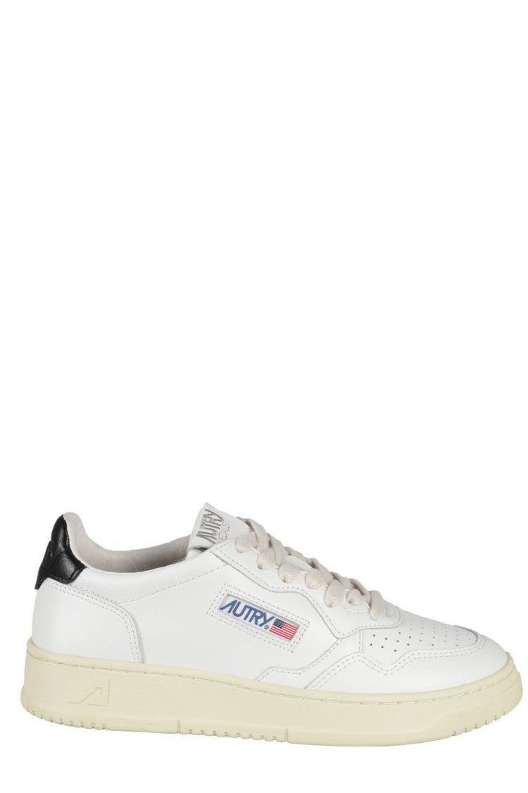 Autry White Black Medalist Low Leather Sneakers