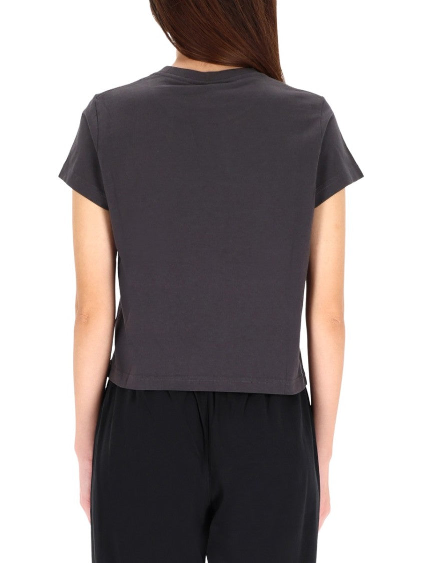 Alexander Wang Cropped Grey T-Shirt With Embossed Logo And Boxy Fit
