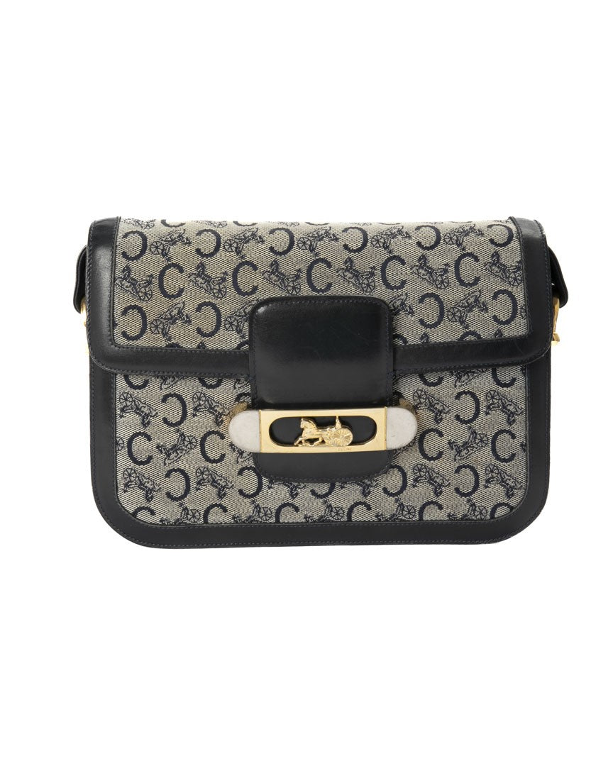 Celine Carriage Medium Vintage Canvas Shoulder Bag