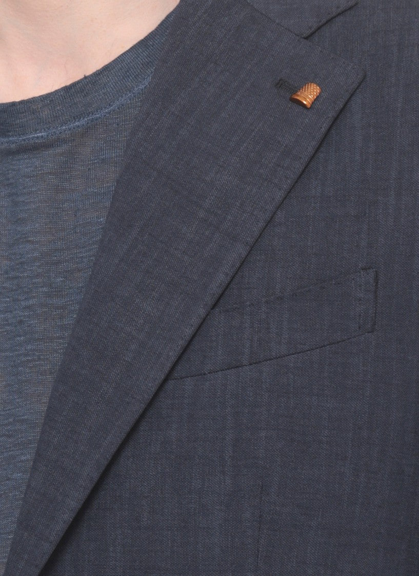 La Torre Red Blue Classic Lapel Cotton Jacket