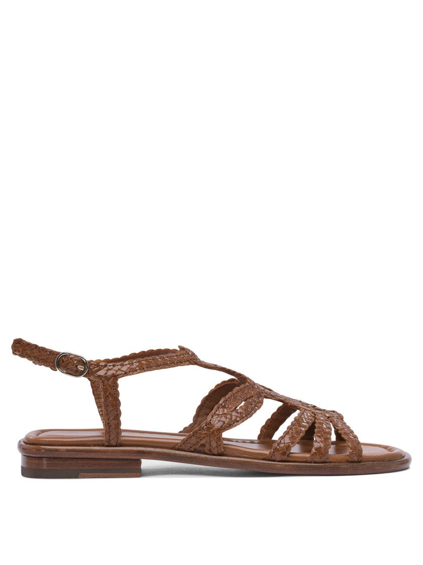 Pons Quintana Intricately Woven Brown Leather Sandals