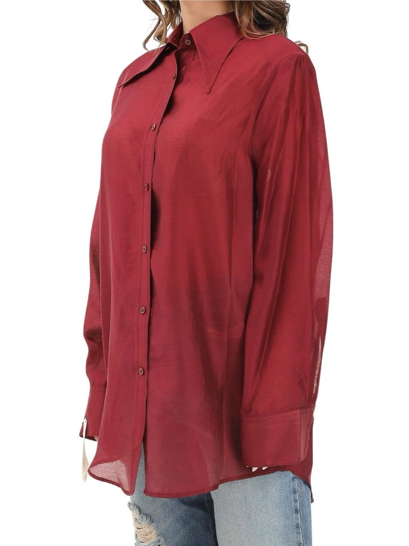 Mar De Margaritas Loose-Fit Lyocell Shirt With Classic Collar And Button-Down Closure