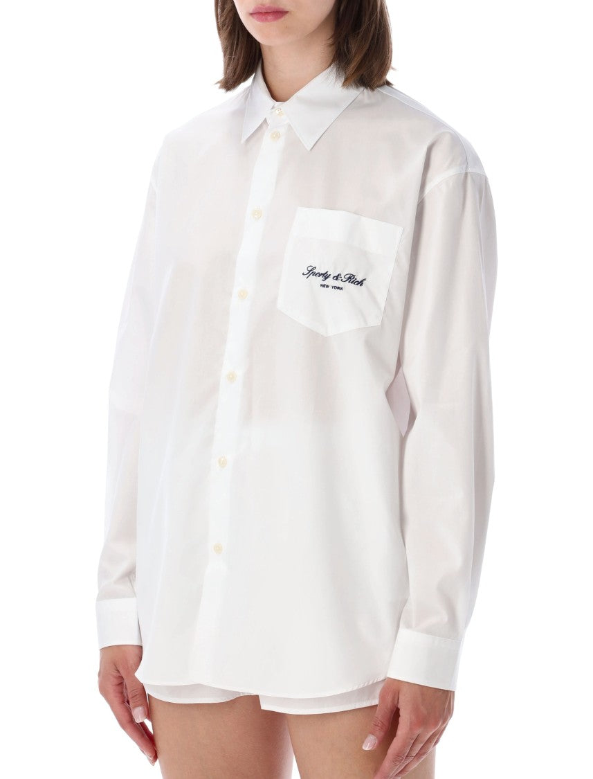 Sporty And Rich Oversized Embroidered Signature Shirt