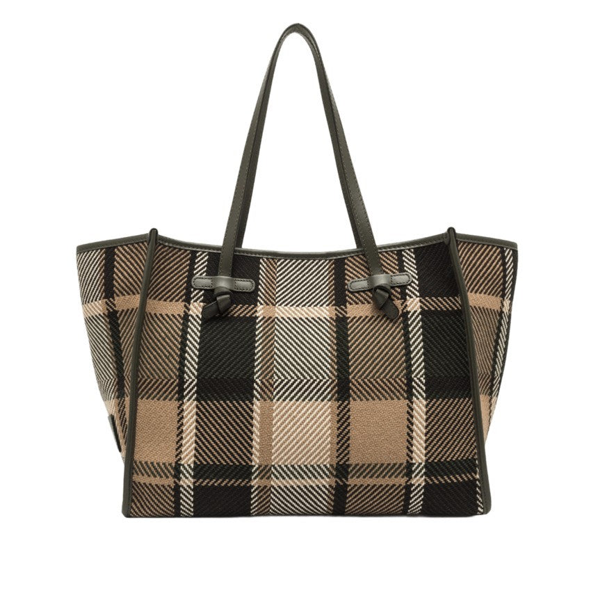 Marcella Plaid Shopper Bag
