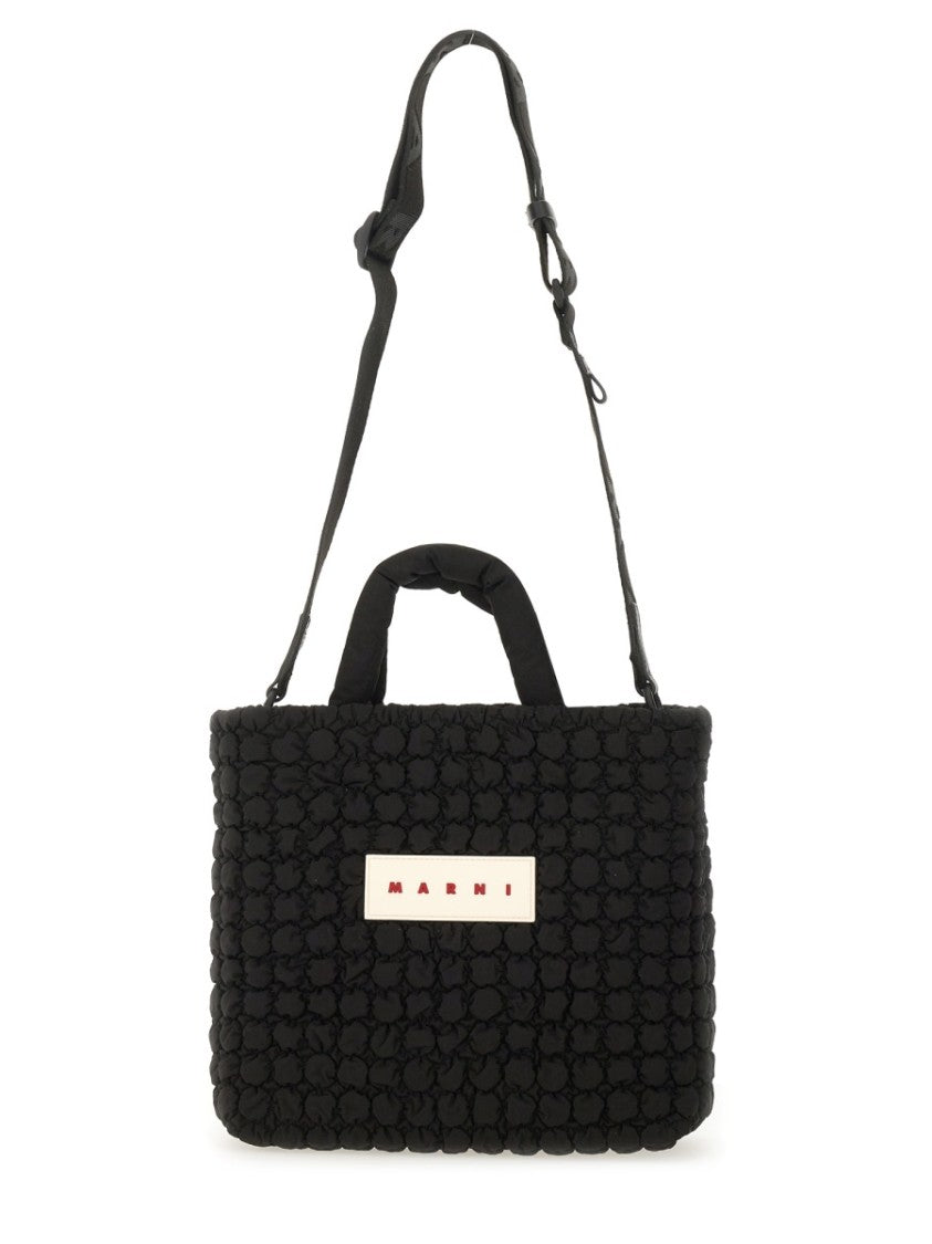Marni Textured Small Tote Bag With Logo Patch