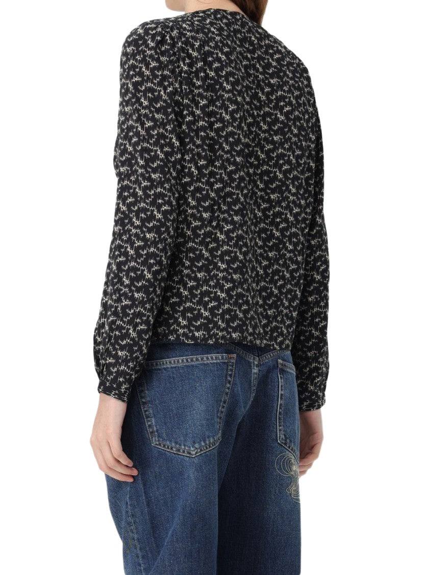 Isabel Marant Floral-Pattern V-Neck Tunic With Pleated Waist
