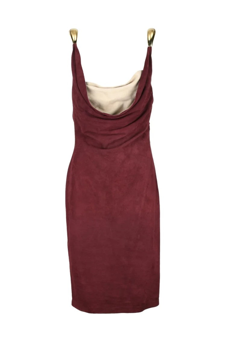 Bottega Veneta Suede Dress Jewel Shoulder - Red