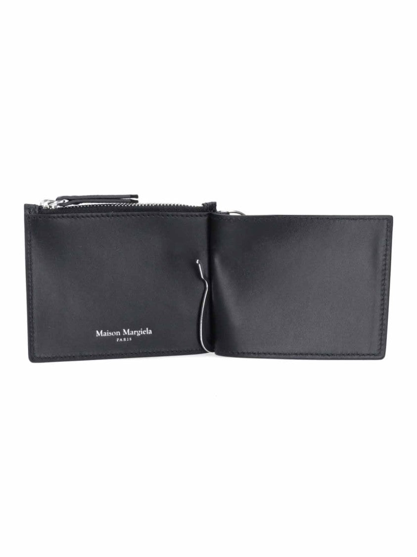 Maison Margiela Textured Black Calf Leather Zip Wallet