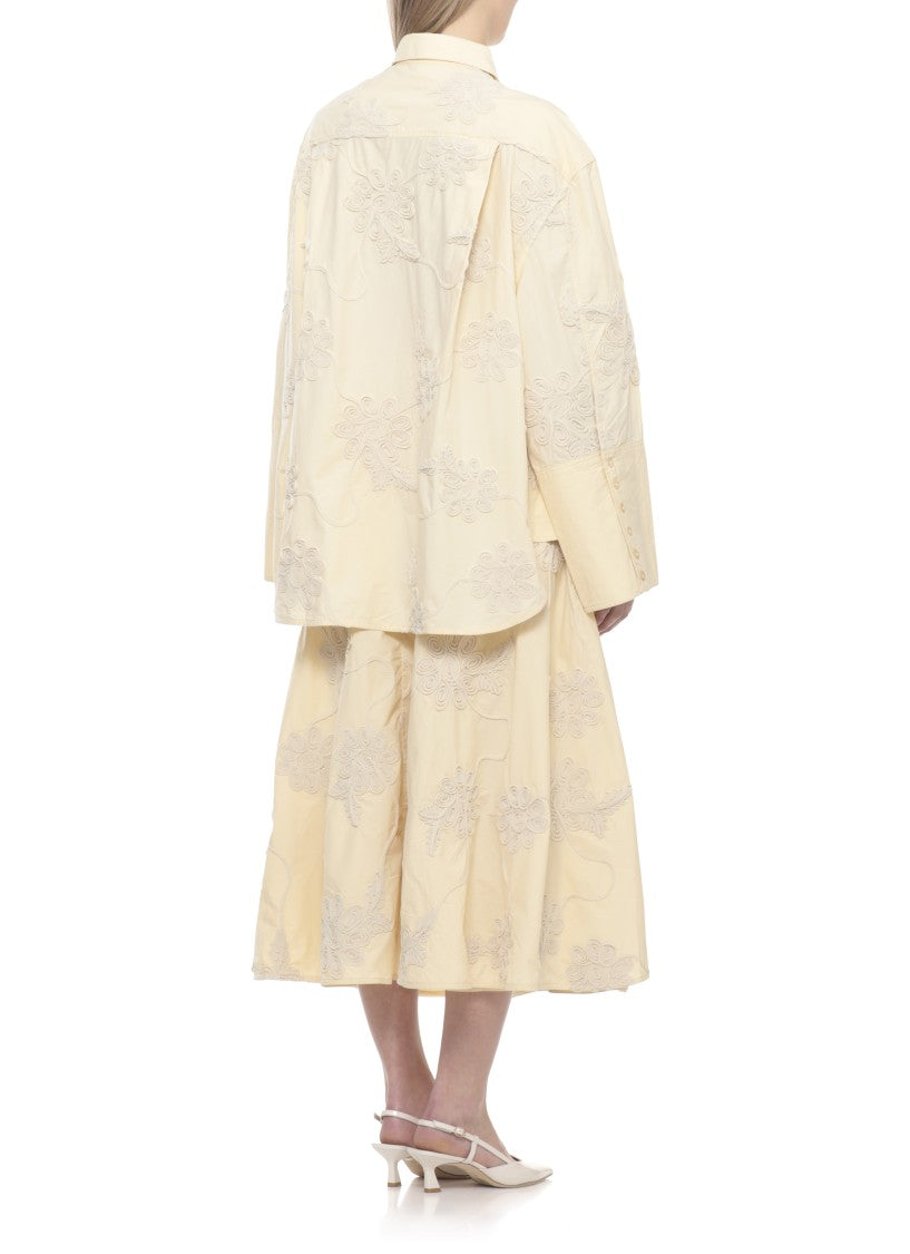 Rotate Ivory Flower Floral Embossed Shirt