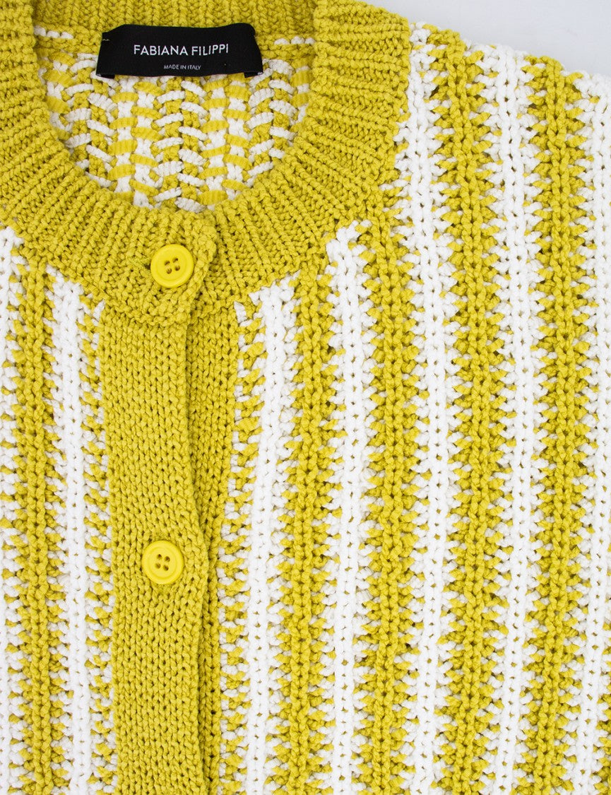 Fabiana Filippi Striped Cotton Gilet With Button-Down Front