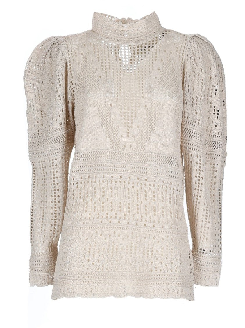 Isabel Marant Neutrals Dahara Open-Knit Crochet Top
