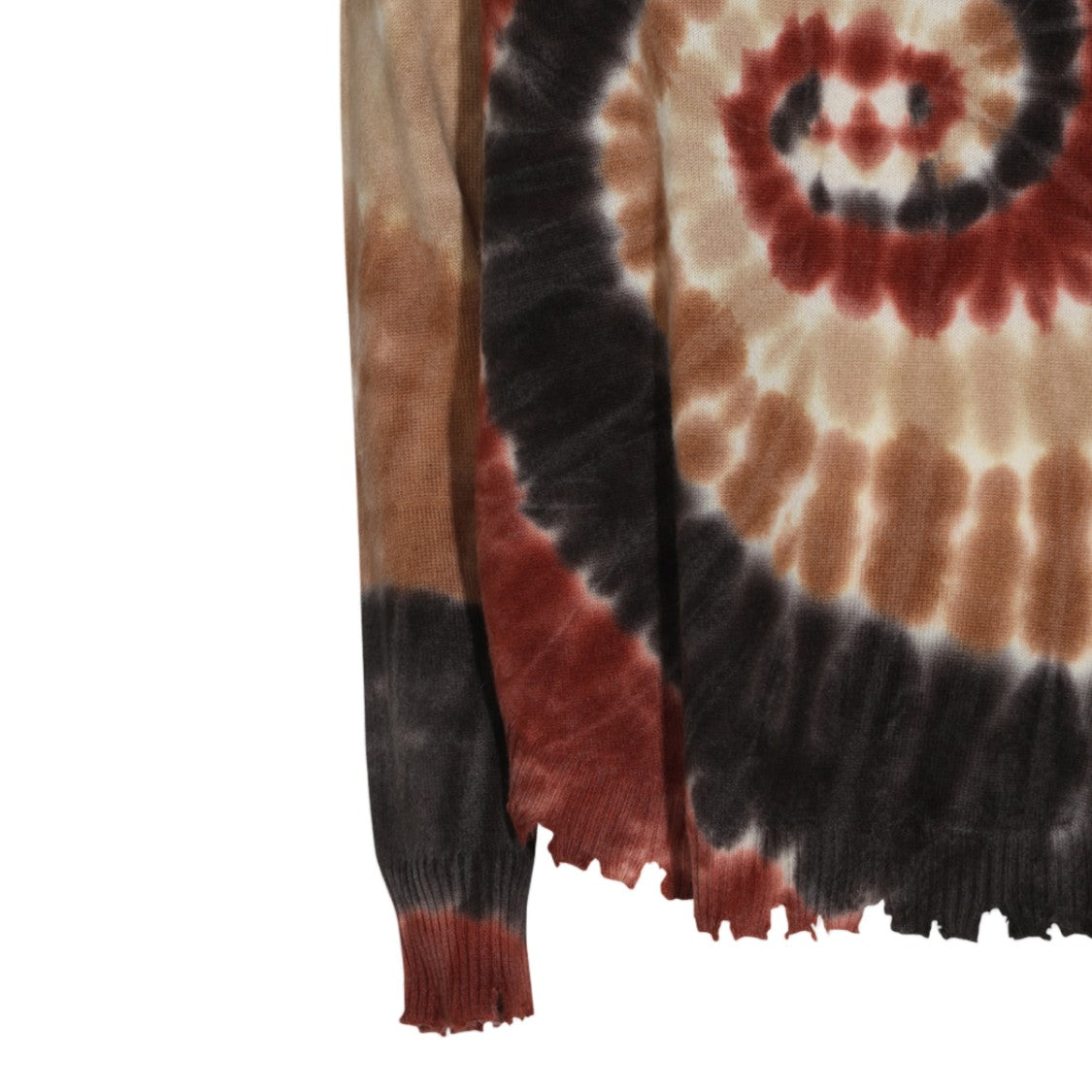 Kujiten Spiral Tie-Dye Scalloped Hem Knit Sweater