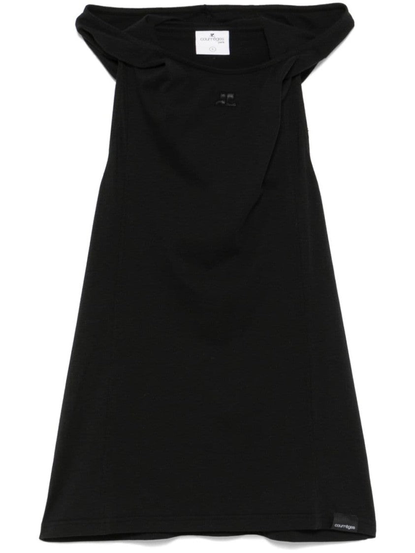 Courrèges Hooded Sleeveless Black Top