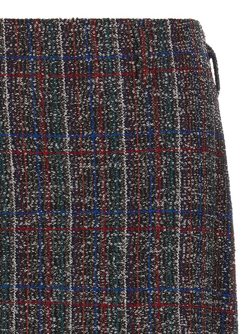 Missoni Sequin-Enhanced Tartan Mini Skirt With Side Zip Closure