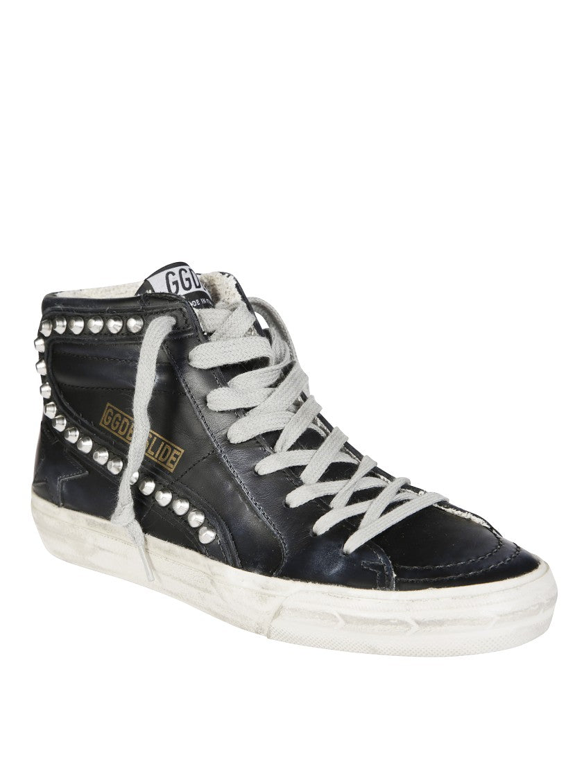 Golden Goose Studded High-Top Leather Sneakers