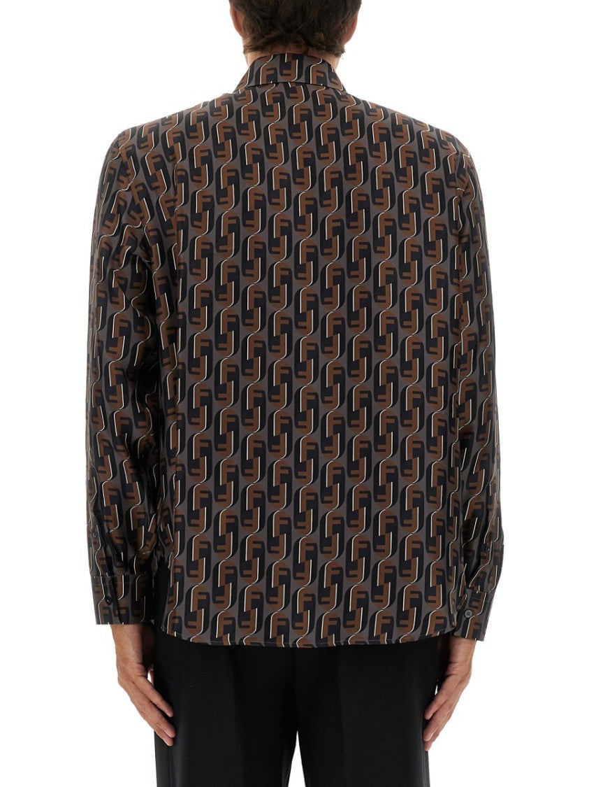 Fendi Geometric Print Silk Shirt