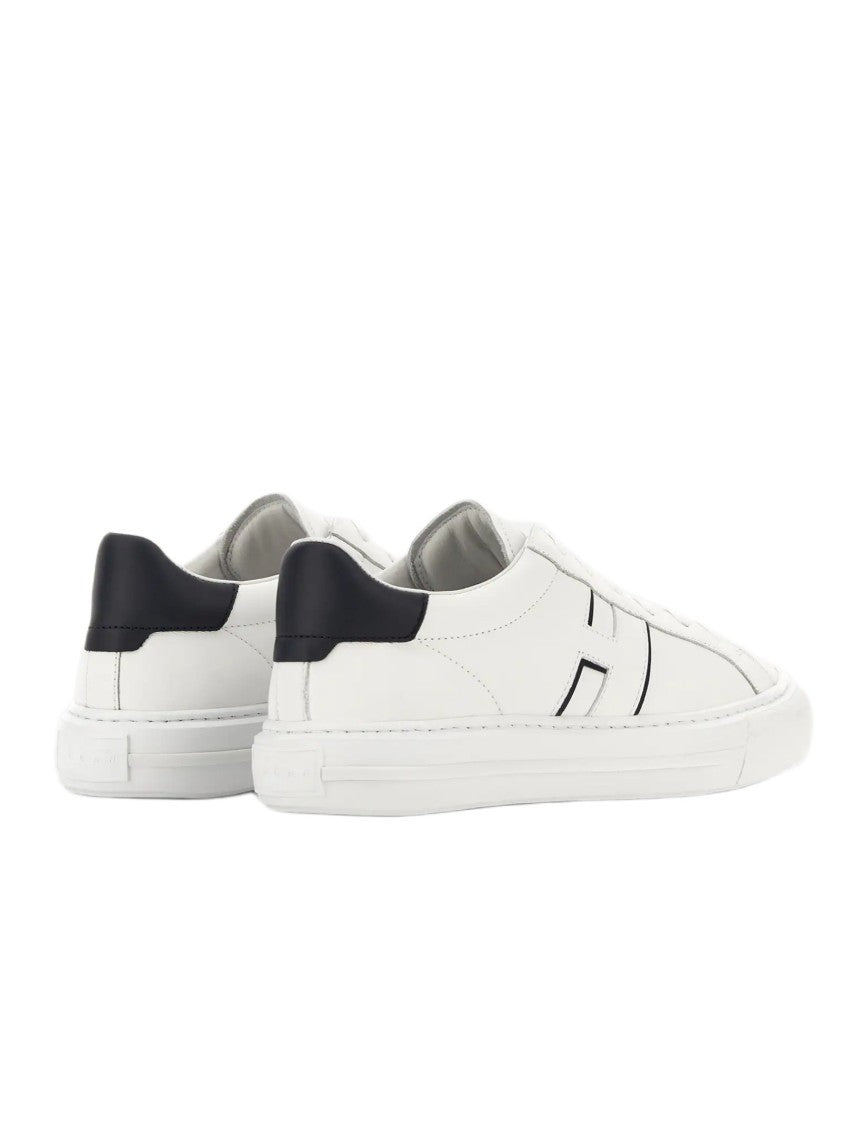 Hogan Low-Top White Leather Sneakers With Black Accents