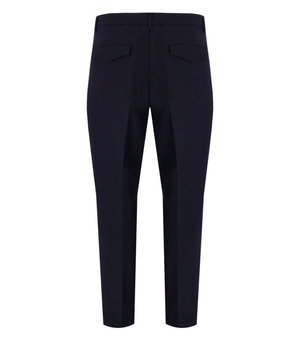 Emporio Armani Navy Blue Viscose Blend Pants