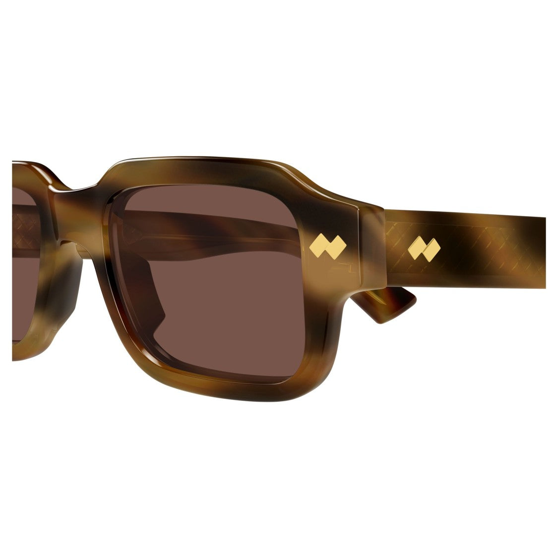 Bottega Veneta Bv1442s Bold Rectangular Tortoiseshell Sunglasses