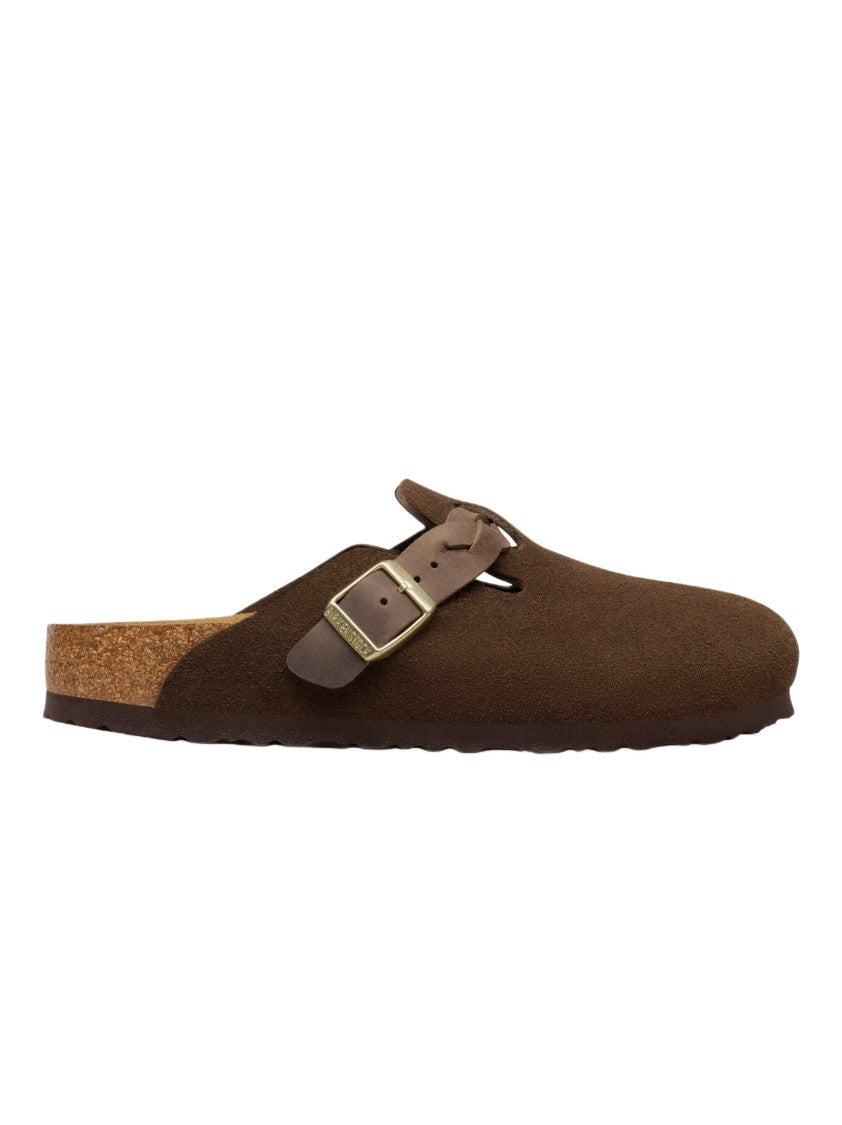 Birkenstock Suede Slide Sandals With Natural Leather Adjustable Strap