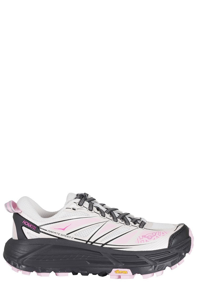 Hoka Pink And Black U Mafate Speed 2 Mesh Rubber Sneakers