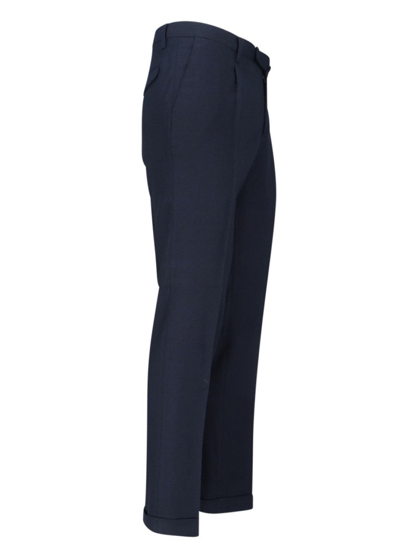 Briglia Navy Virgin Wool Trousers With Tailored Fit